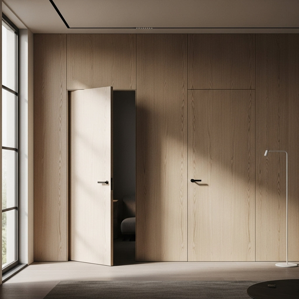light oak, single concealed door
