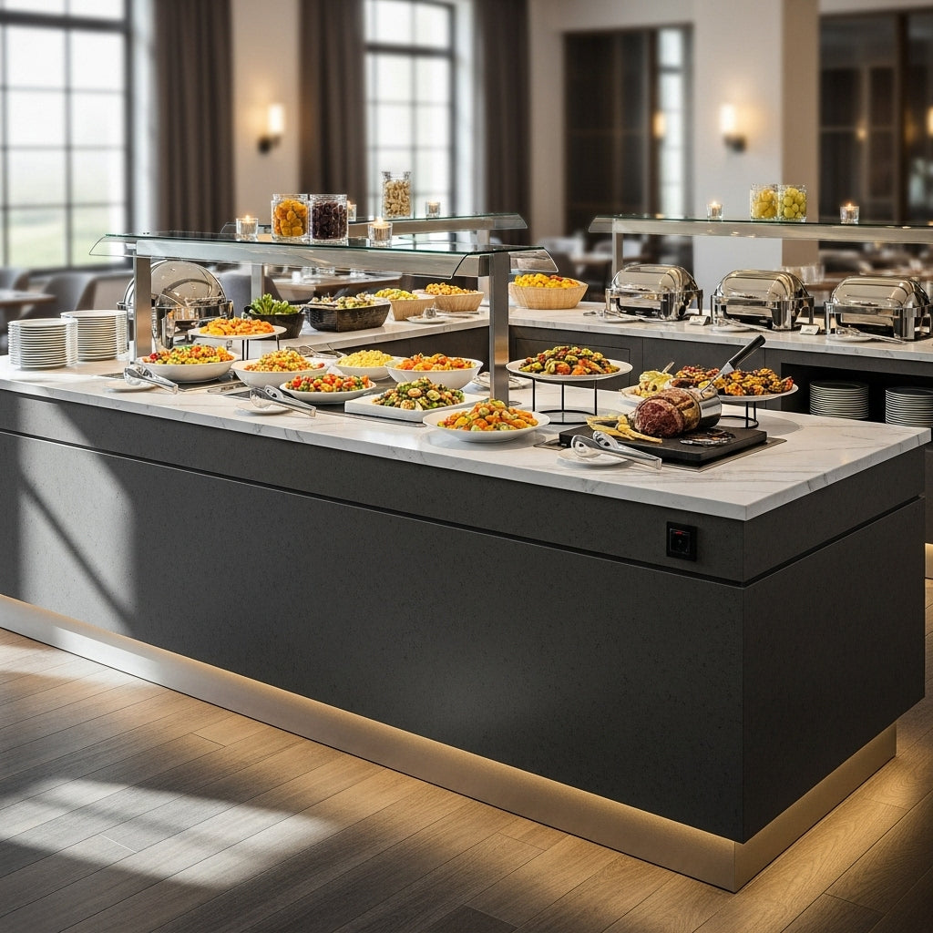 Buffet counters with marble & quartz