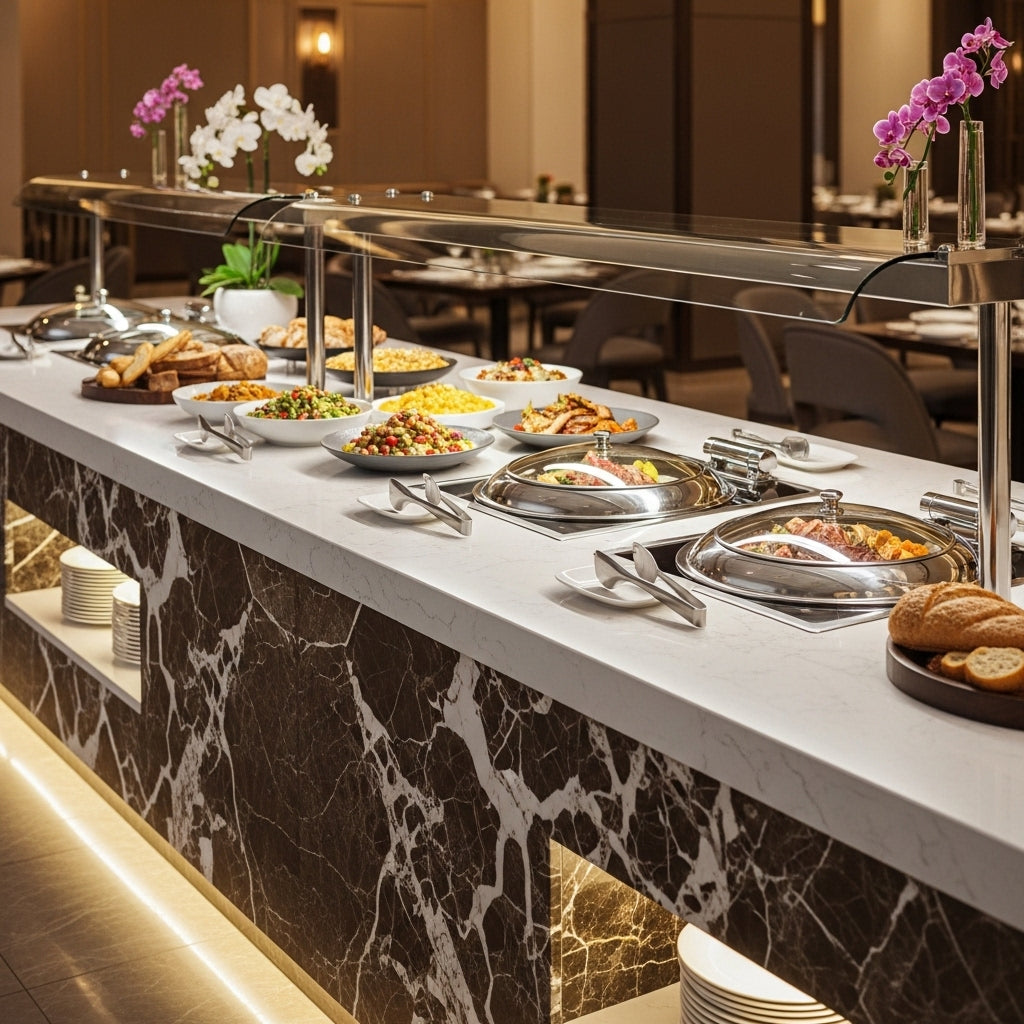 Buffet counters with marble & quartz