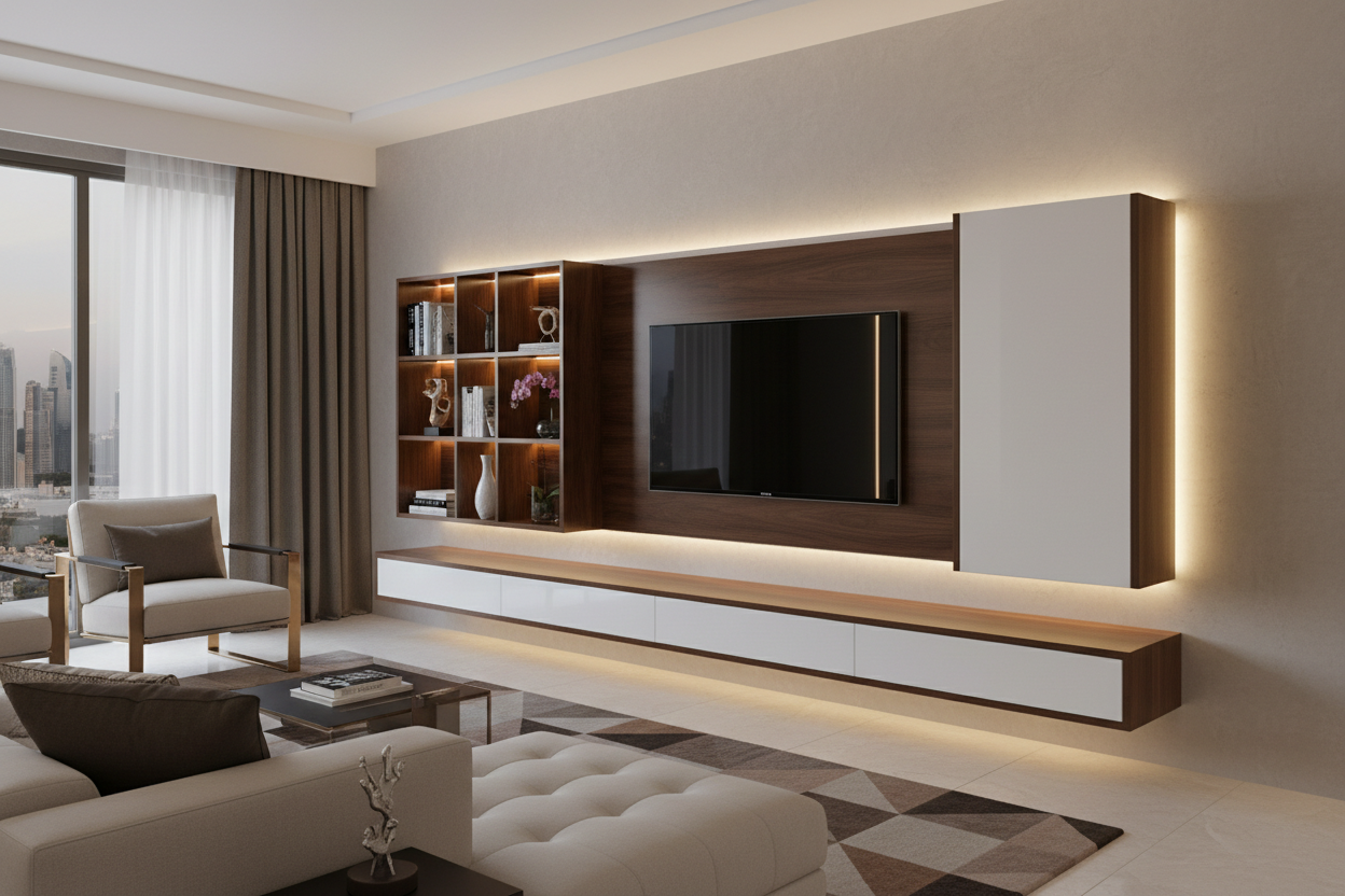 Luxury Custom TV Unit | Modern Wall TV Cabinet UAE